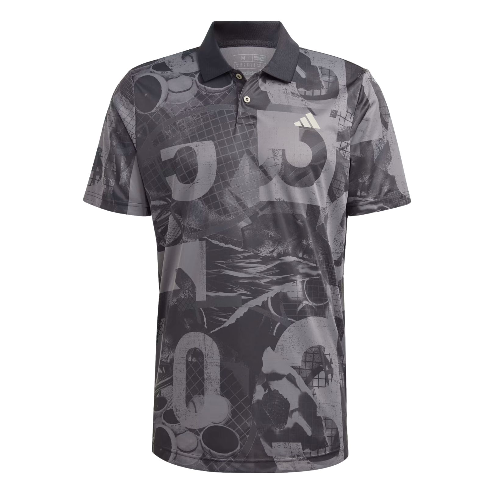 10: Adidas Club Graphic Polo Shirt Grey Five/Black/Carbon